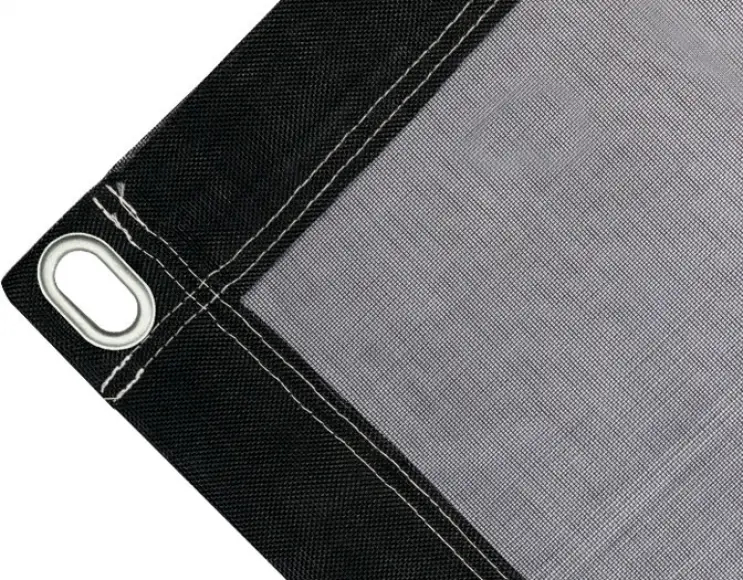 Bâche anti-déchirures couverture de benne en polyéthylène, 200 gr/m² noire. Œillets ovales 40x20mm
