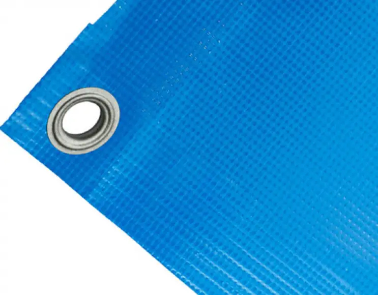 Bâche couverture de benne en PVC haute ténacité 400g/m² imperméable, bleue. Œillets 17 mm standards