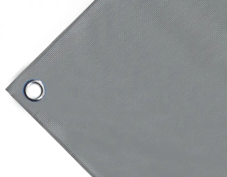 Bâche couverture de benne en PVC haute ténacité 650g/m² imperméable, grise. Œillets ronds 23 mm