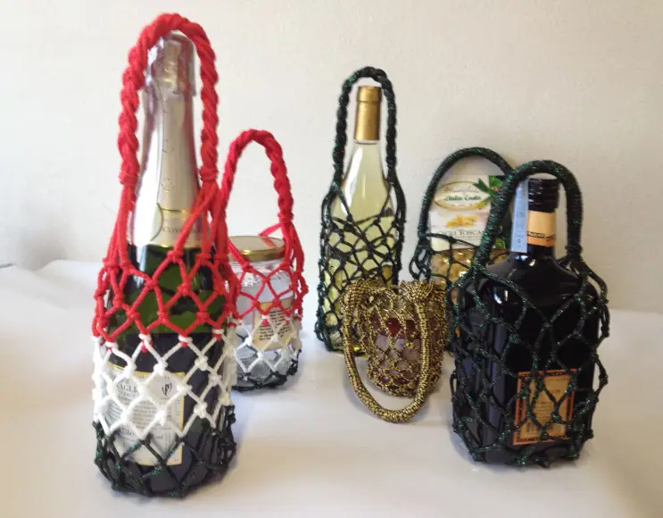 Filet porte-bouteilles. Mini bag porte-objets