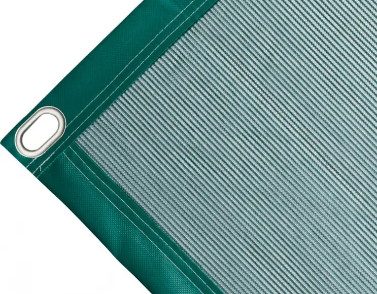 Bâche couverture de benne en polyéthylène, 170 gr/m² verte. Œillets ovales 40x20 mm