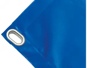Bâche couverture de benne en PVC haute ténacité 650g/m² imperméable bleue. Œillet 40x20 mm - cod.CMPVCBL-40O