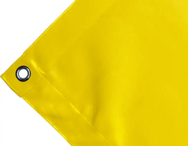 Bâche couverture de benne en PVC haute ténacité 650g/m² imperméable jaune. Œillet 17 mm standard