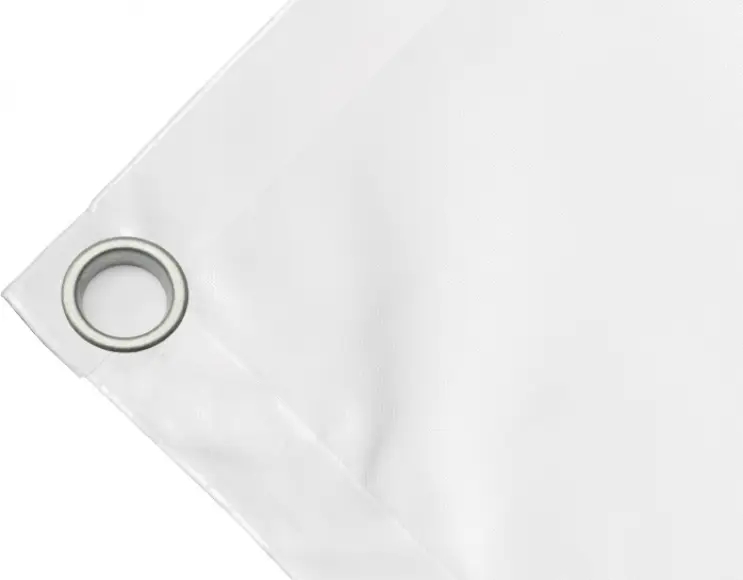 Bâche couverture de benne en PVC haute ténacité 650g/m² imperméable blanche. Œillet 40 mm