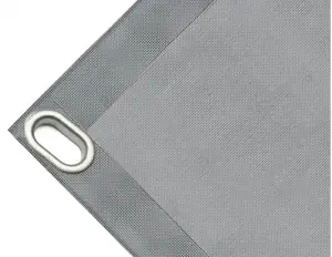 Bâche couverture de benne en PVC haute ténacité, poids 280g/m². Bâche microperforée, non imperméable, grise. Œillets ovales 40x20 mm - cod.CMHSK-40O