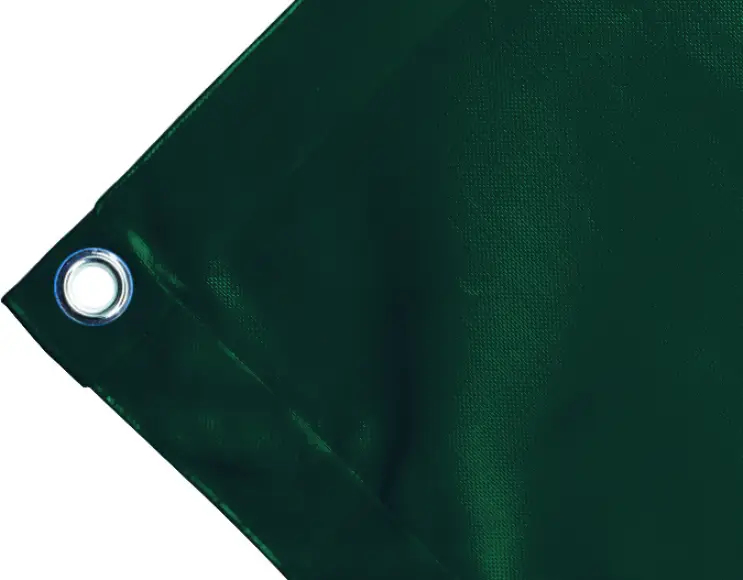 Bâche couverture de benne en PVC haute ténacité 650g/m² imperméable verte. Œillets ronds 23 mm