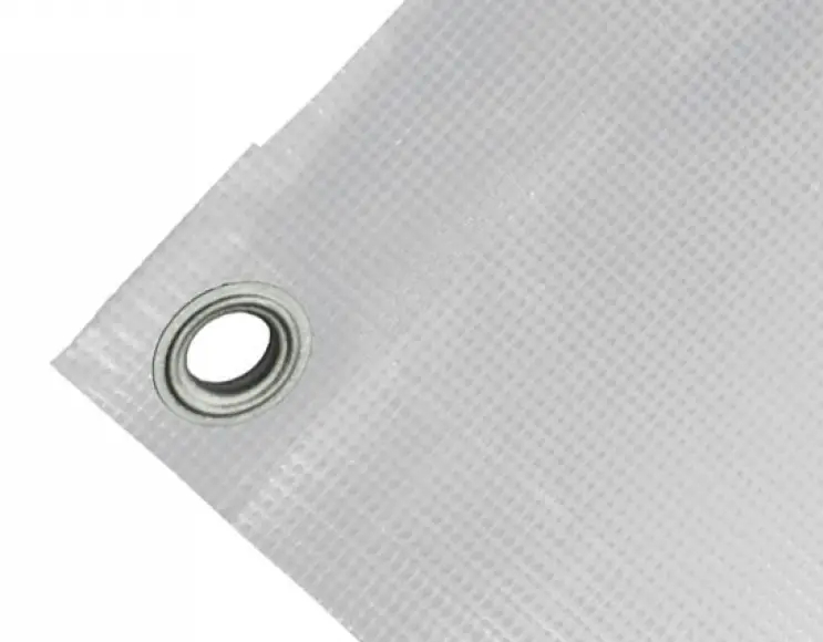 Bâche couverture de benne en PVC haute ténacité 400g/m² imperméable, grise. Œillets 17 mm standards
