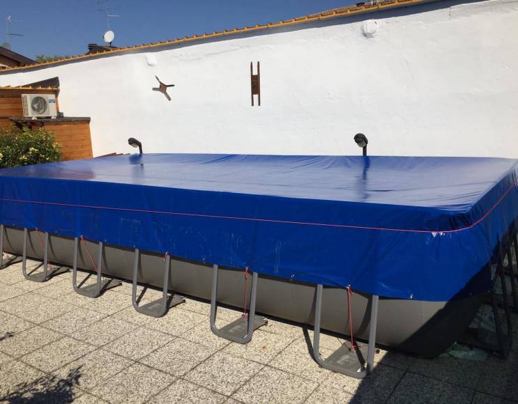 Bâche de couverture piscine hors sol en pvc avec œillets 400 gr avec œillets