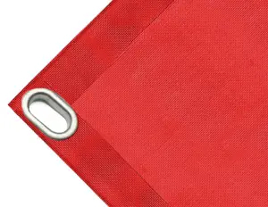 Bâche couverture de benne en PVC haute ténacité, poids 280g/m². Bâche microperforée, non imperméable, rouge. Œillets ovales 40x20 mm - cod.CMHSKR-40O