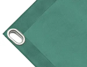 Bâche couverture de benne en PVC haute ténacité, poids 280g/m². Bâche microperforée, non imperméable, vert. Œillets ovales 40x20 mm - cod.CMHSKV-40O