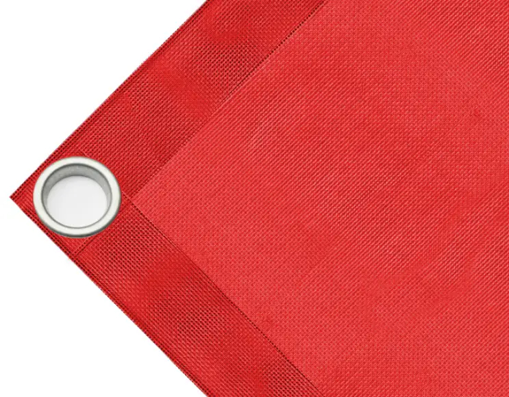 Bâche couverture de benne en PVC haute ténacité, poids 280g/m². Bâche microperforée, non imperméable, rouge. Œillets 40 mm