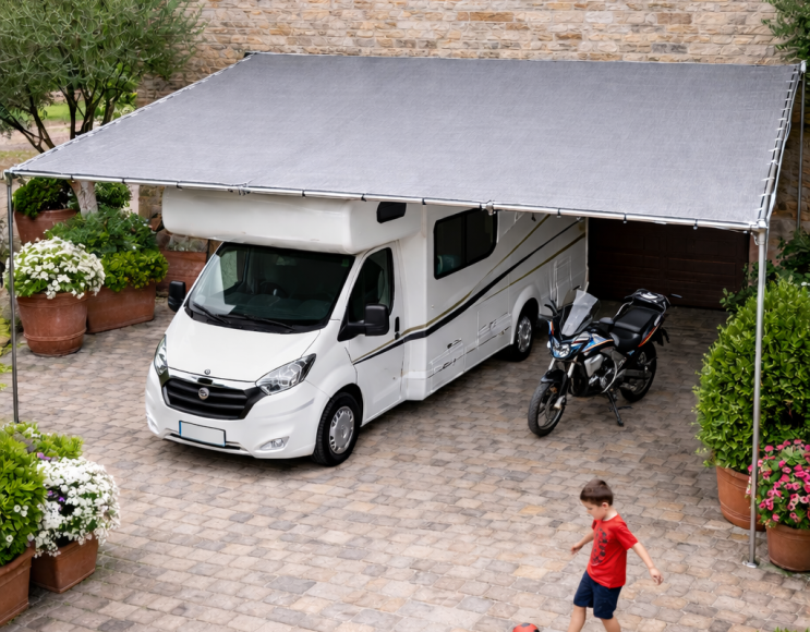Bâche anti-grêle résistante aux déchirures et offrant une protection solaire pour voitures et camping-cars, grise